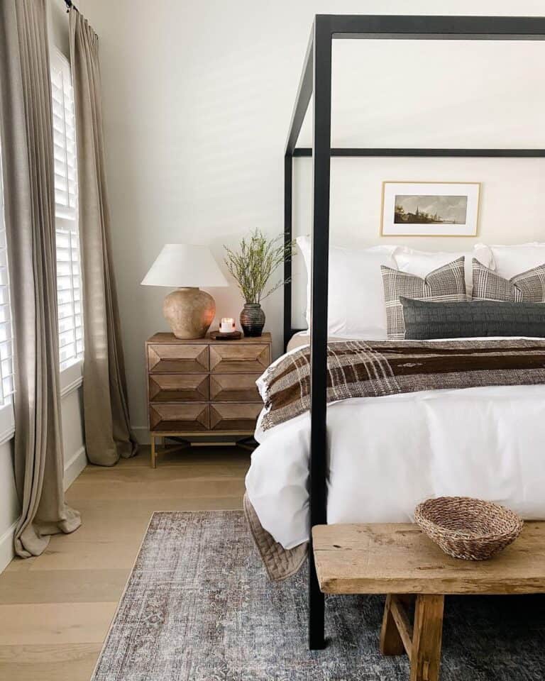 Light Brown and White Lamp for Farmhouse Bedroom