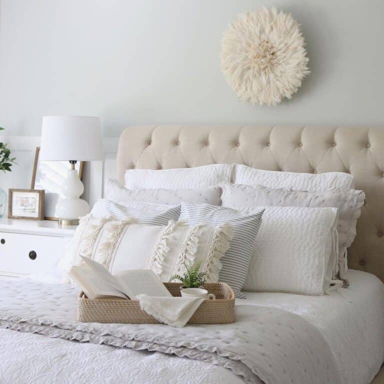 Nickel and White Glass Gourd Bedroom Lamp