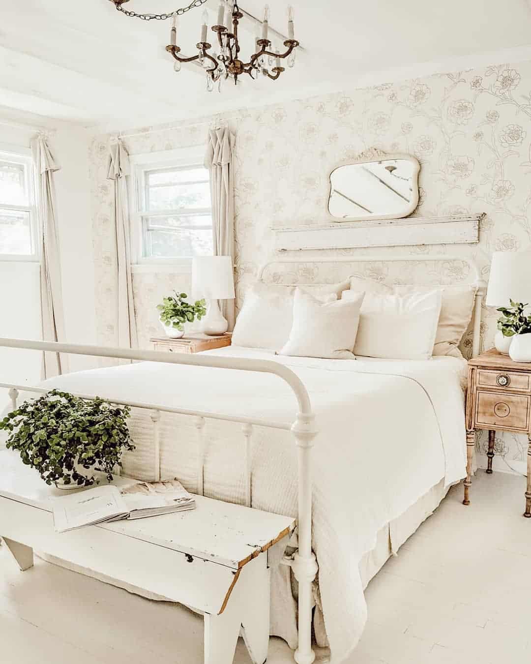 White Floral Wallpaper Accent Wall - Soul & Lane