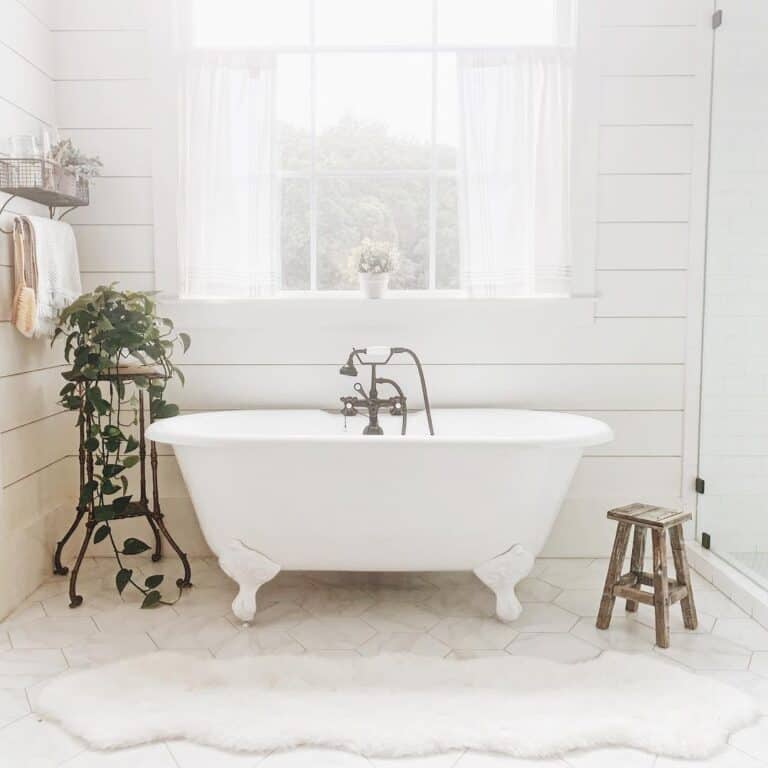 Sheer White Cafe Curtain Bathroom Window