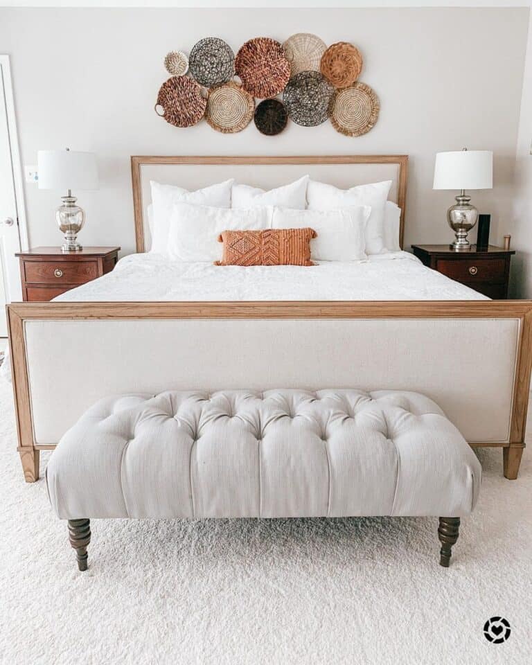 Silver Bedroom Lamps with White Lampshades