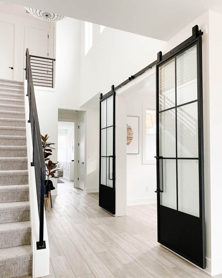 Sliding Black Interior French Doors