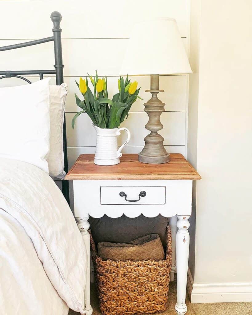 Taupe and Ivory Lamp for Farmhouse Bedroom