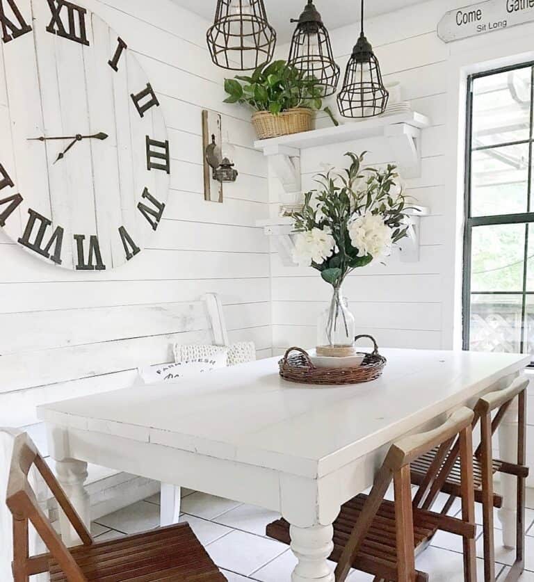 Shiplap Paneling Wall With Interior Black Window Frames