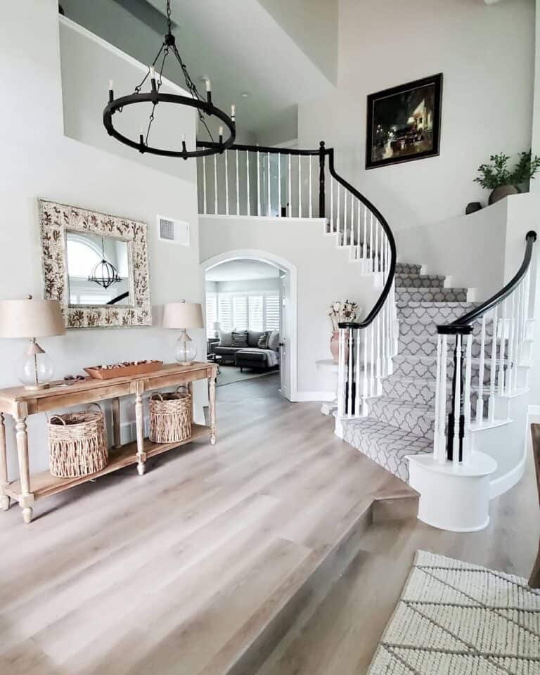 Wagon Wheel Chandelier Two-story Foyer Lighting