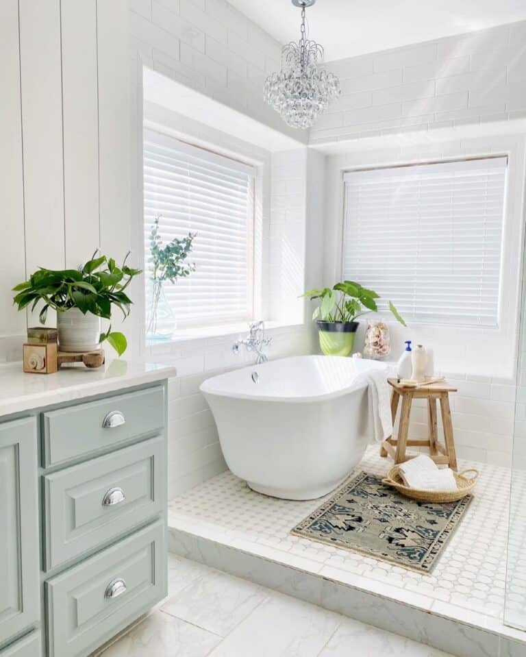 Wet Room Windows with White Blinds