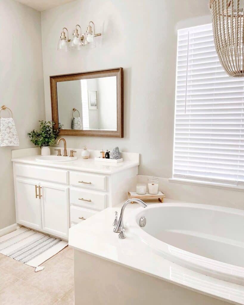 White Blinds Bathroom Window Treatment