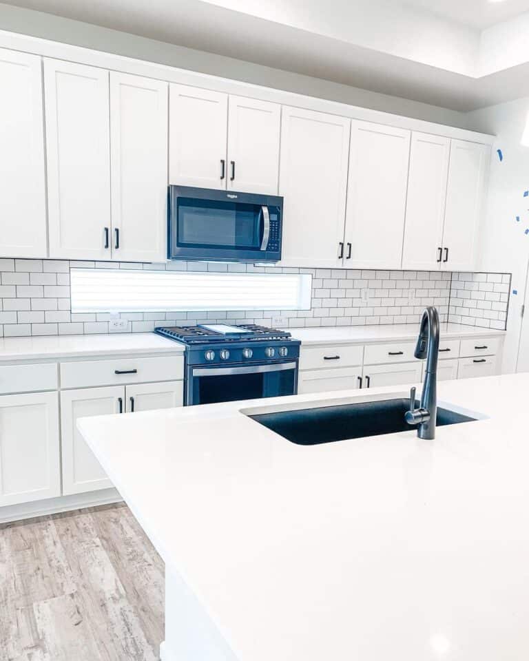 White Countertop on White Shaker Cabinets
