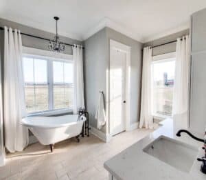 White Curtain Window Treatments for Bathroom