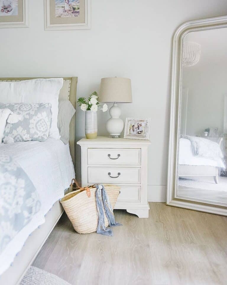White Gourd Bedside Lamp with Beige Lampshade
