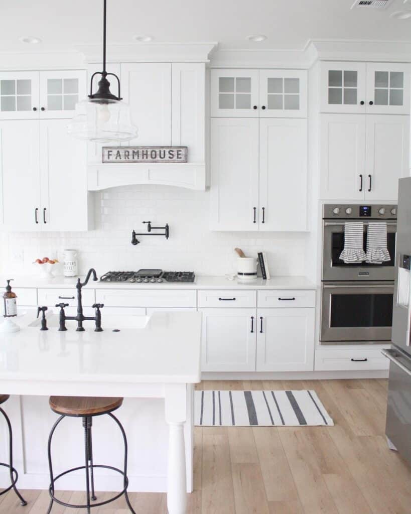 White Kitchen Cabinets with Black Pulls