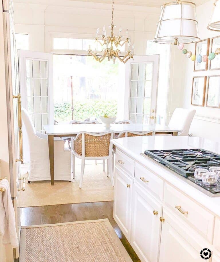 White Kitchen Island with Cabinets and Drawers