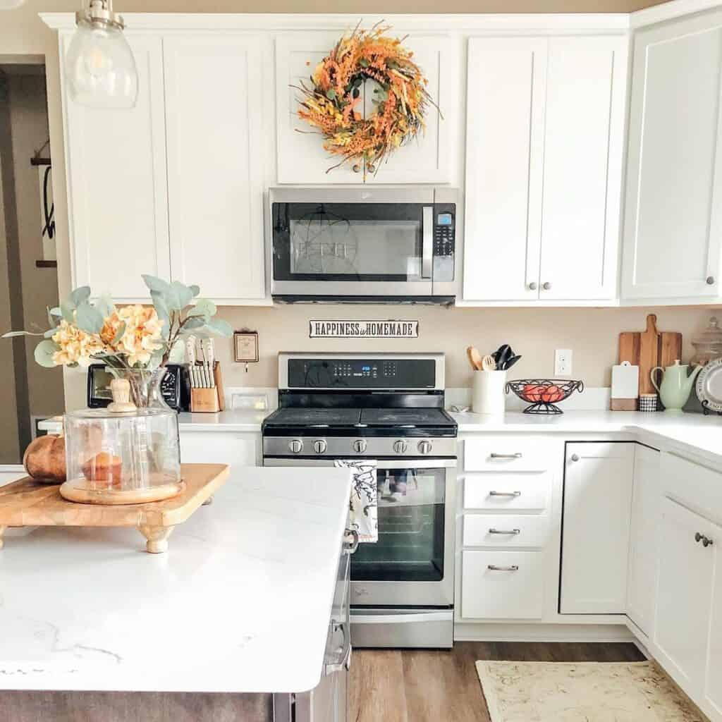 White L-Shaped Kitchen with Shaker Cabinets