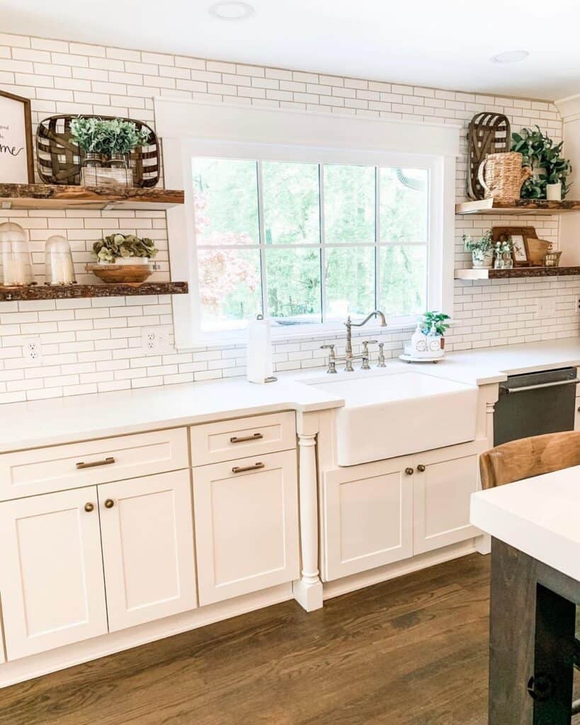 White Subway Tile Kitchen with White Cabinets