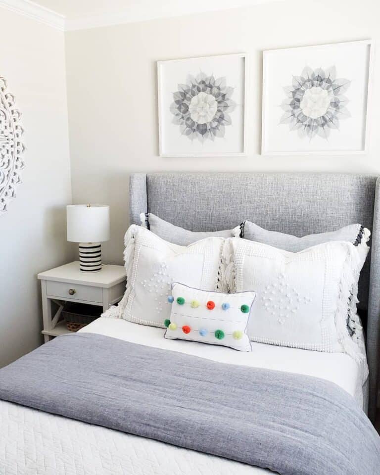 White and Black Striped Bedroom Table Lamp