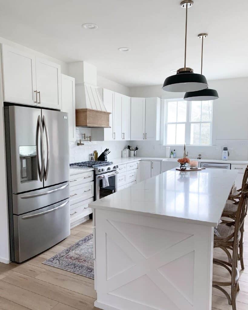 White and Gray Marble Kitchen Island Countertop