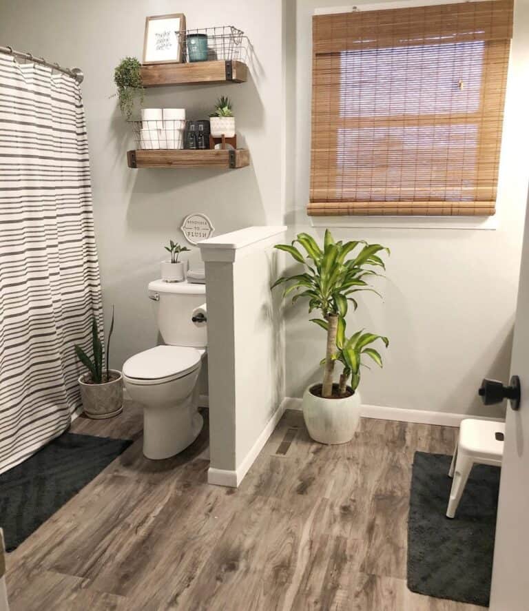 White and Gray Striped Shower Curtain