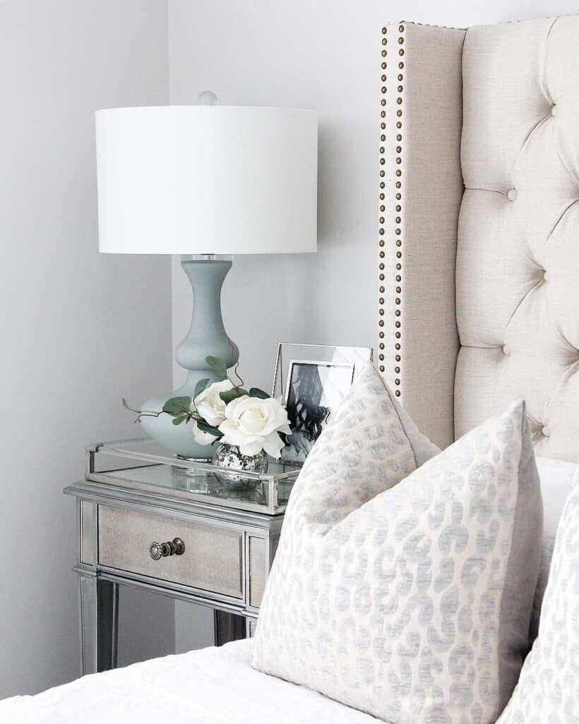 White and Light Blue Table Lamp for Bedroom
