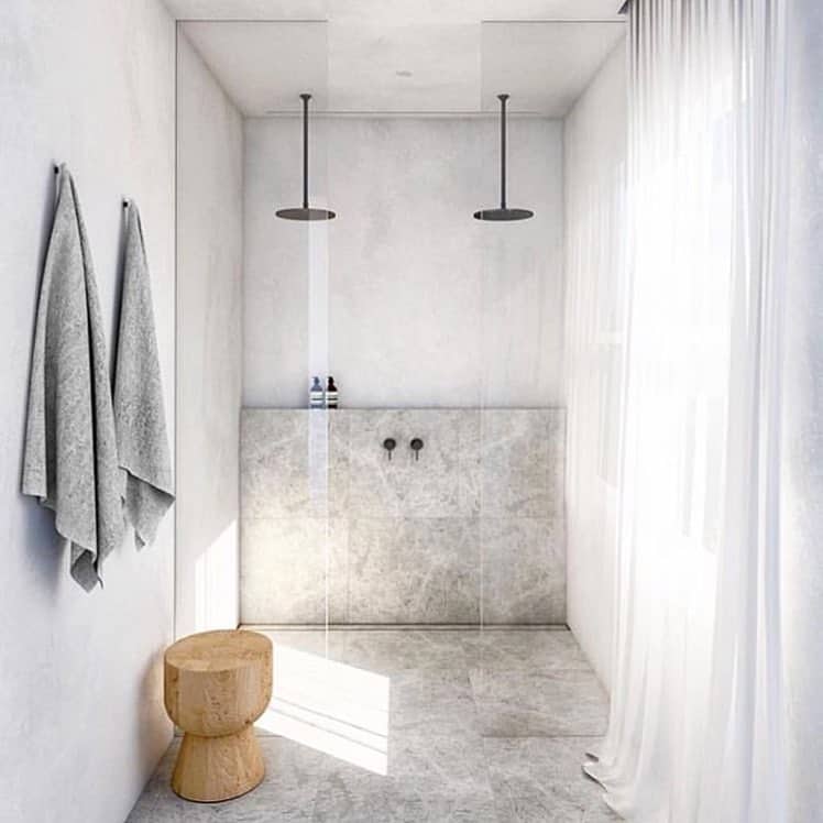 Light Gray Frameless Glass Walk-in Shower