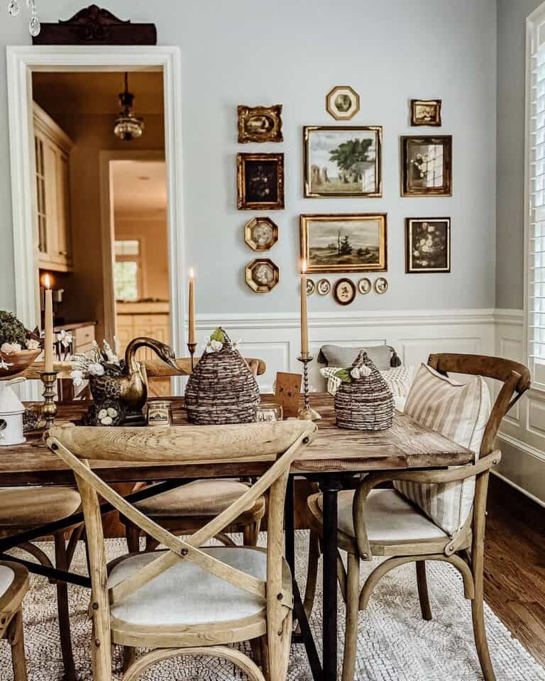 Cross Back Chairs Around Dining Table