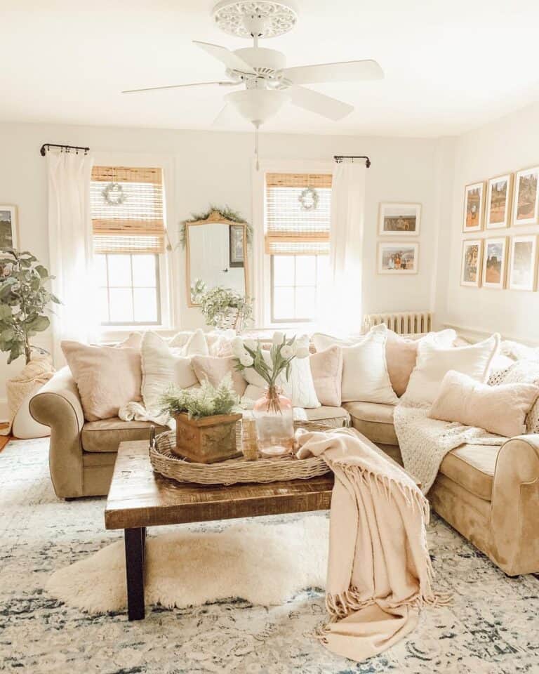 Bamboo Shade Living Room Window Treatments