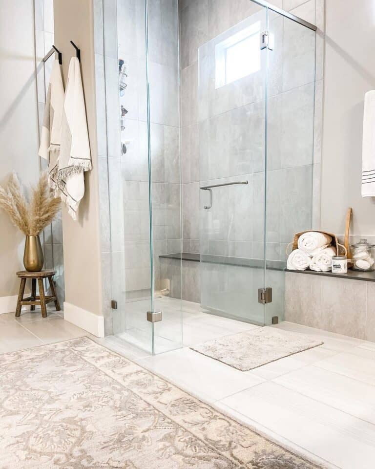 Bathroom with Nickel and Glass Shower Door