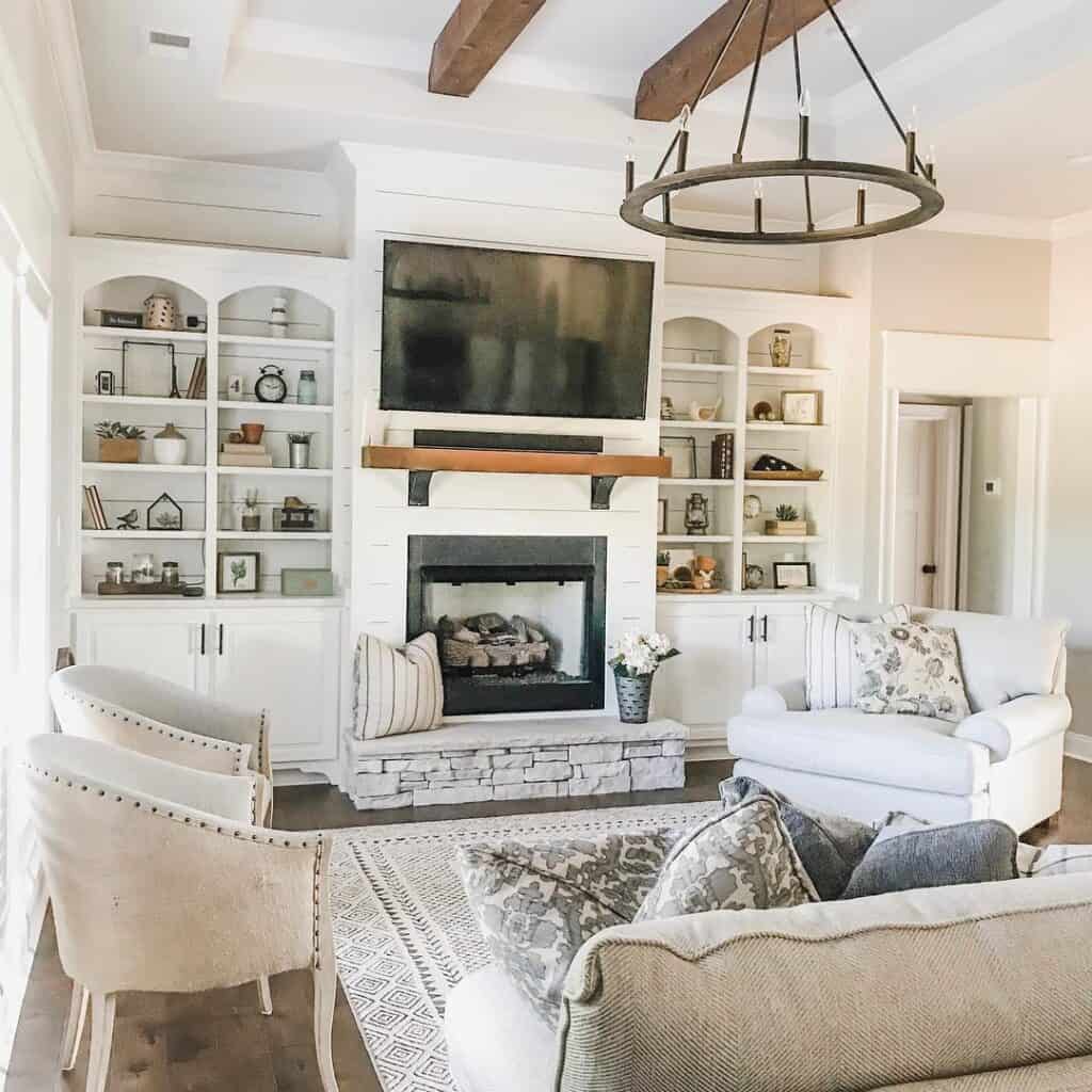 Beige and White Living Room Chairs