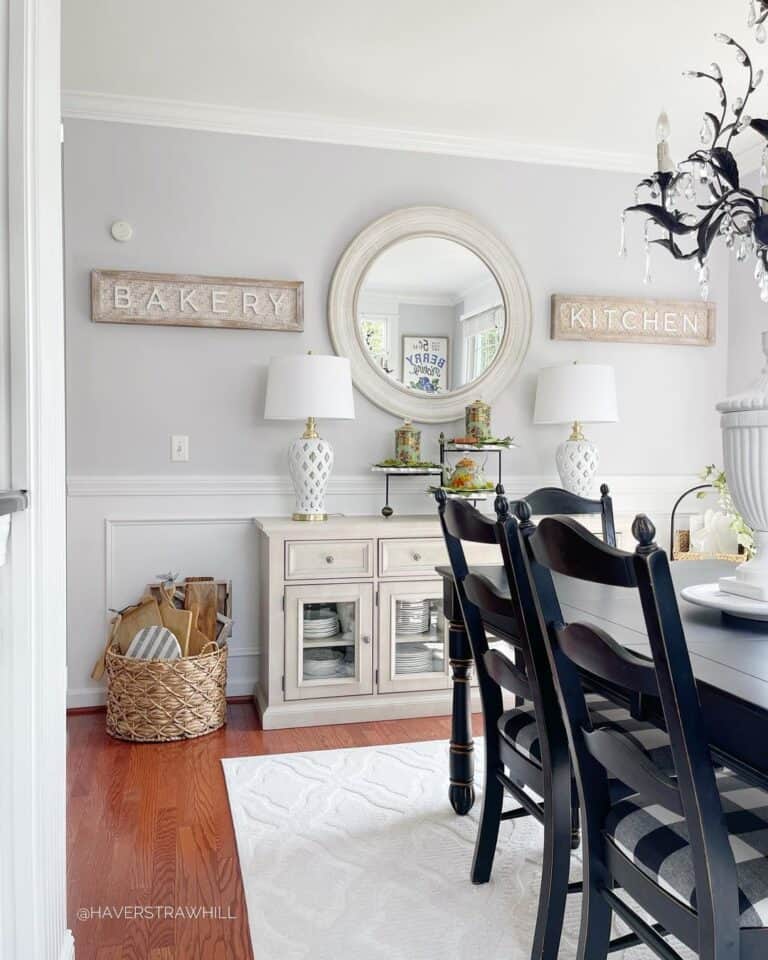 Black Buffalo Check Ladder Back Dining Chairs