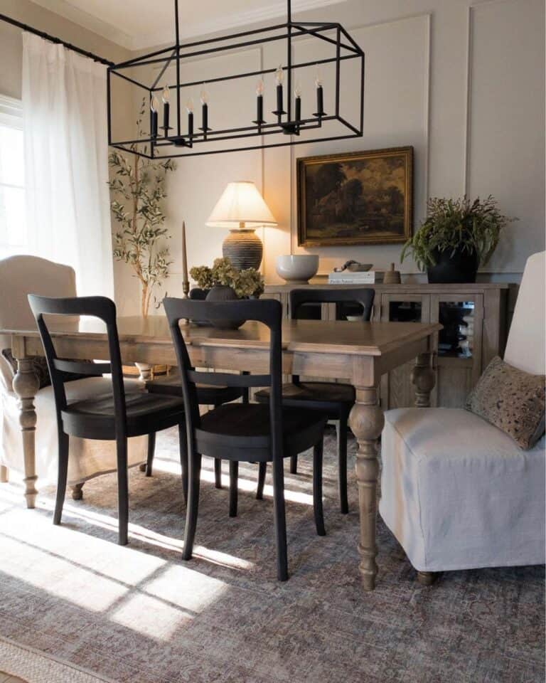 Black Farmhouse Dining Chairs with Ladder Backs