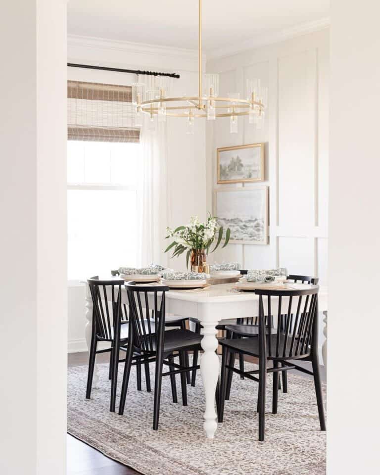 Black Wishbone Dining Chairs with Spindle Backs