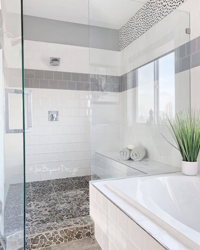 Master Bathroom Upgrades With White and Gray Tile