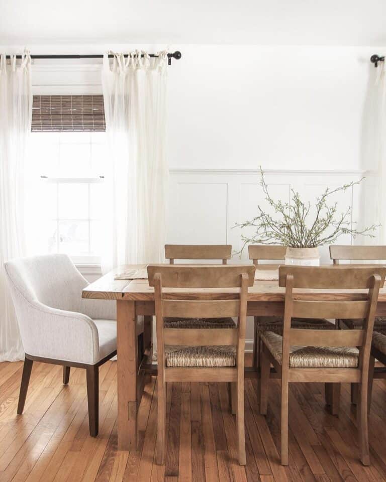 Dining Room with Ladder Back Farmhouse Chairs