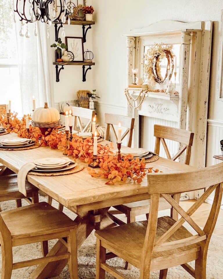 Dining Room with Wood Chairs and Table