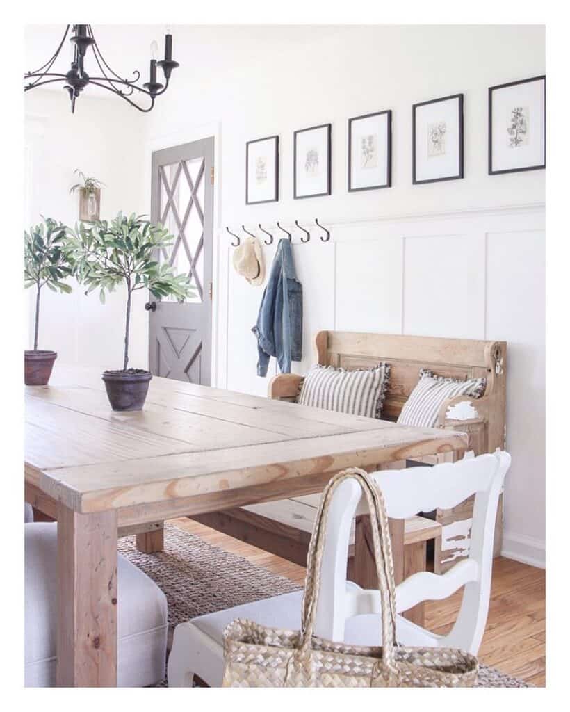 Farmhouse Dining Room with Ladder Back Side Chair
