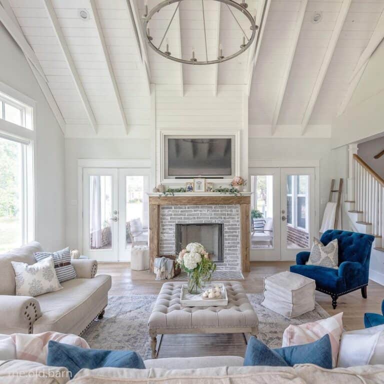 Gray Round Chandelier in Living Room