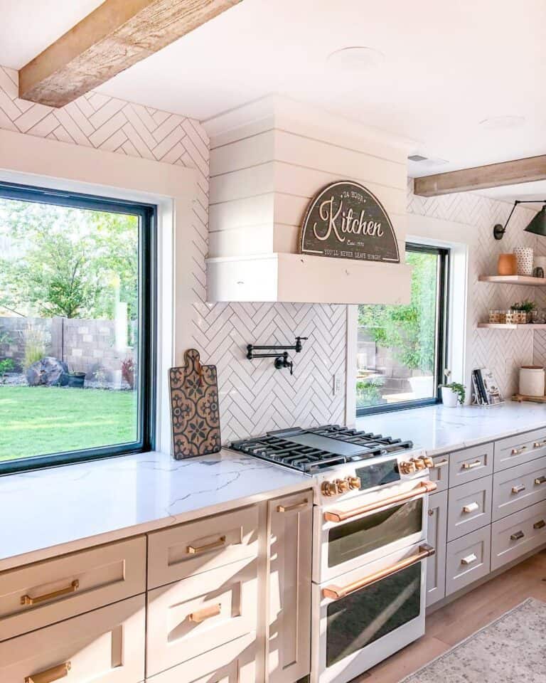 9 Grey Kitchen with Gold Hardware for Muted Elegance