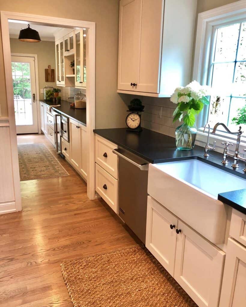 Kitchen with Black Cabinet Countertops