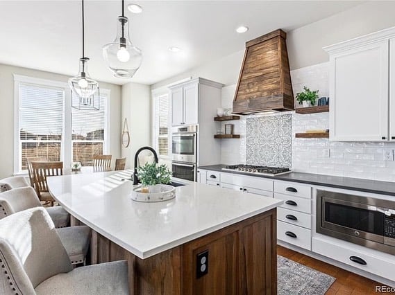 Kitchen with White and Dark Countertops