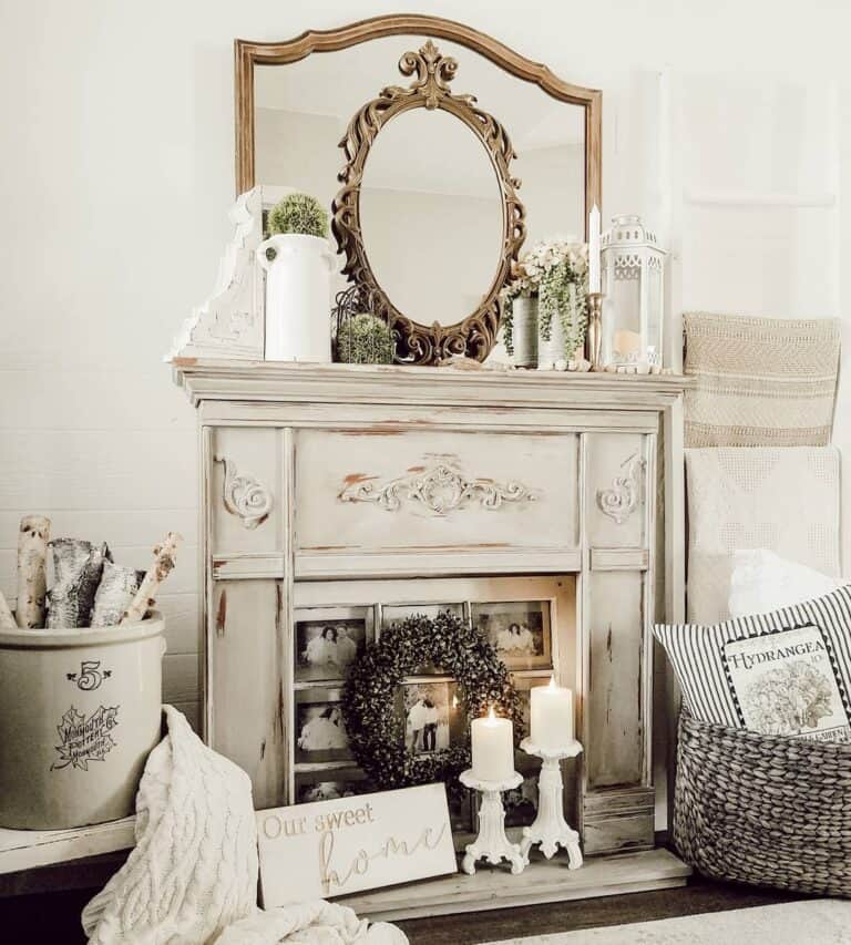 Non-working Fireplace With Spring Mantel Décor