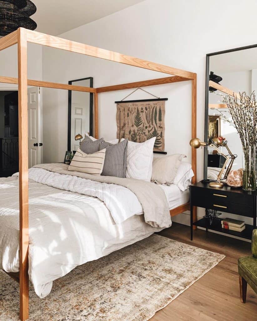 Light Wood Canopy Bed King Size - Soul & Lane
