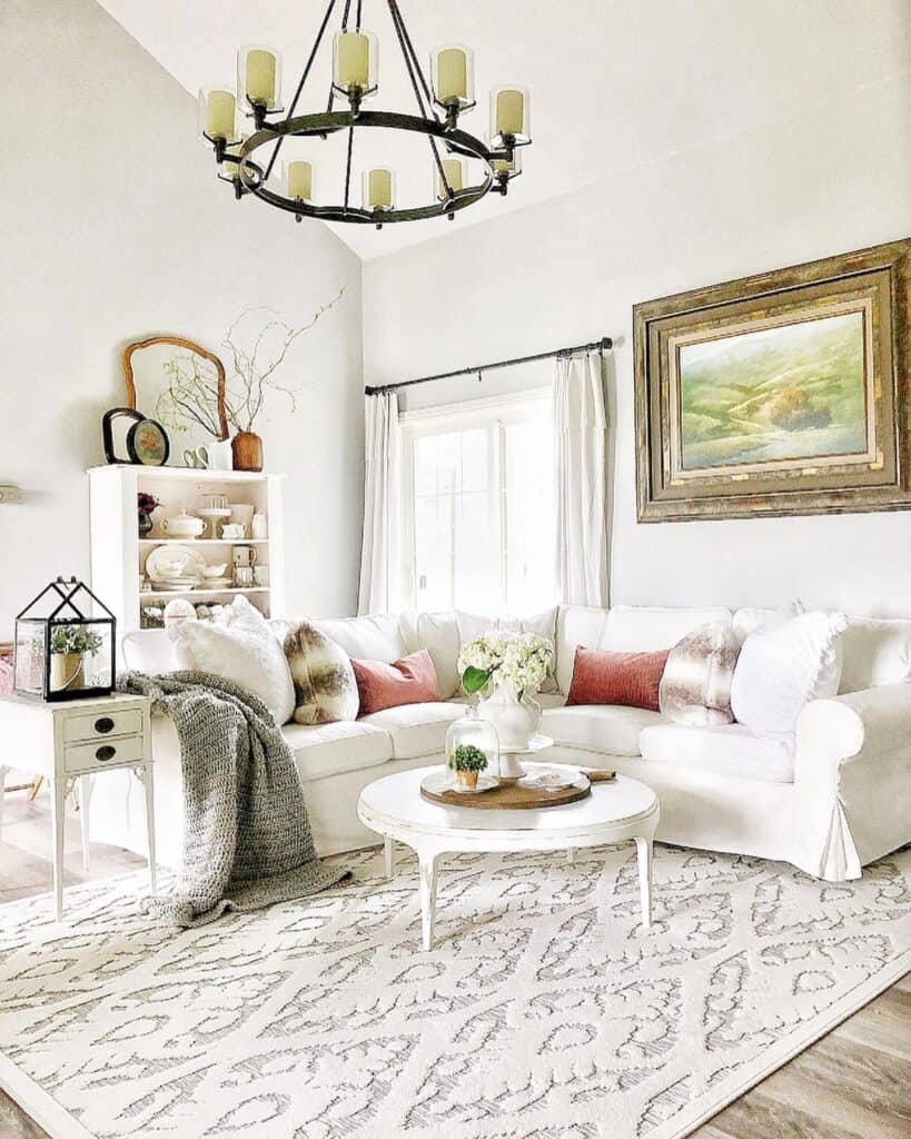 Living Room with Drape Window Treatments