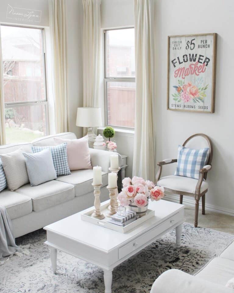 Living Room with Farmhouse Window Treatments