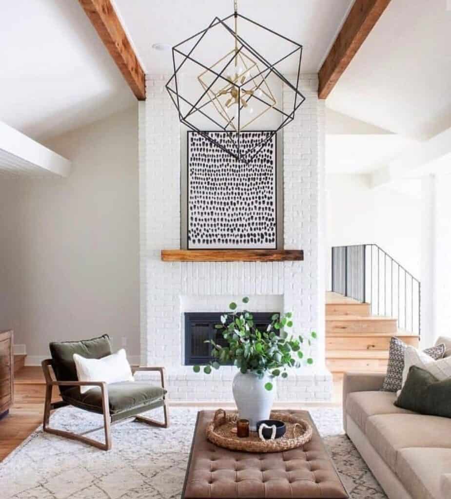 Living Room with Wood Ceiling Beams