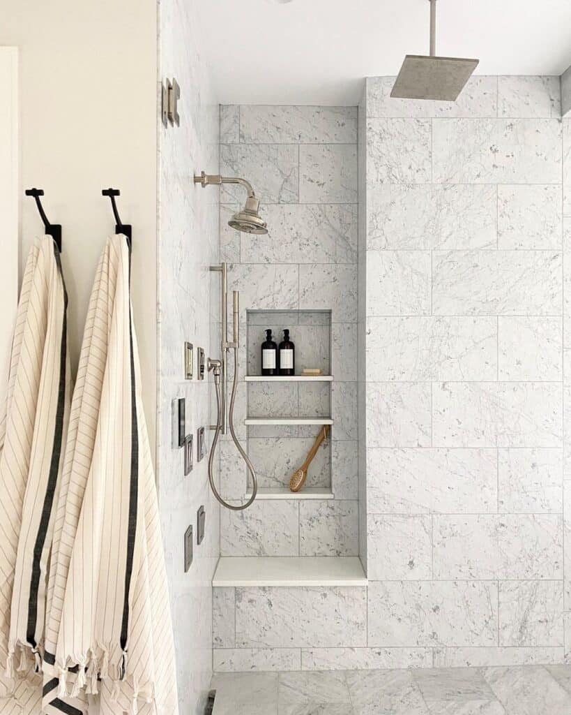 Walk-in Farmhouse Shower with Niche