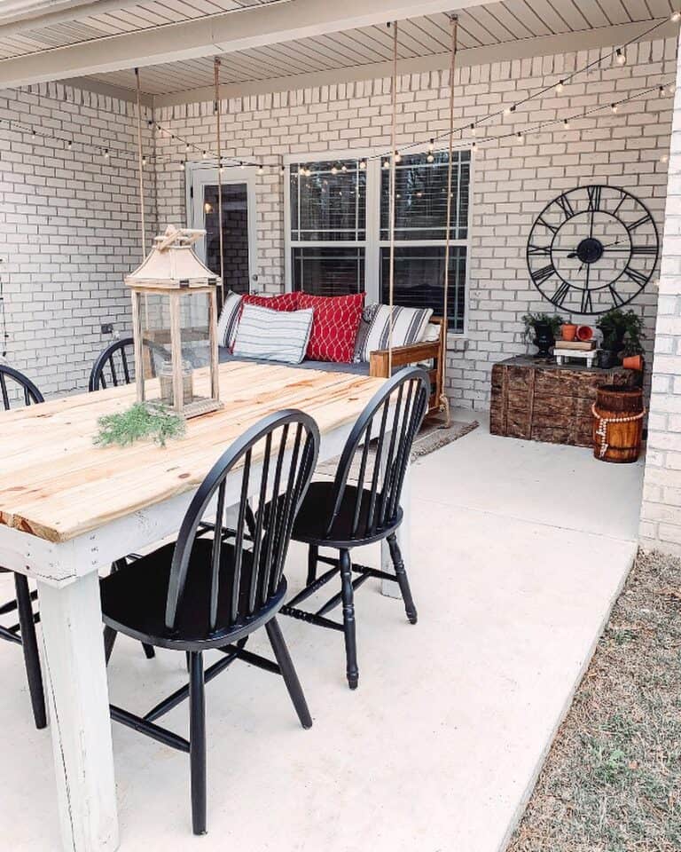 Outdoor Dining Area with Black Spindle Chairs