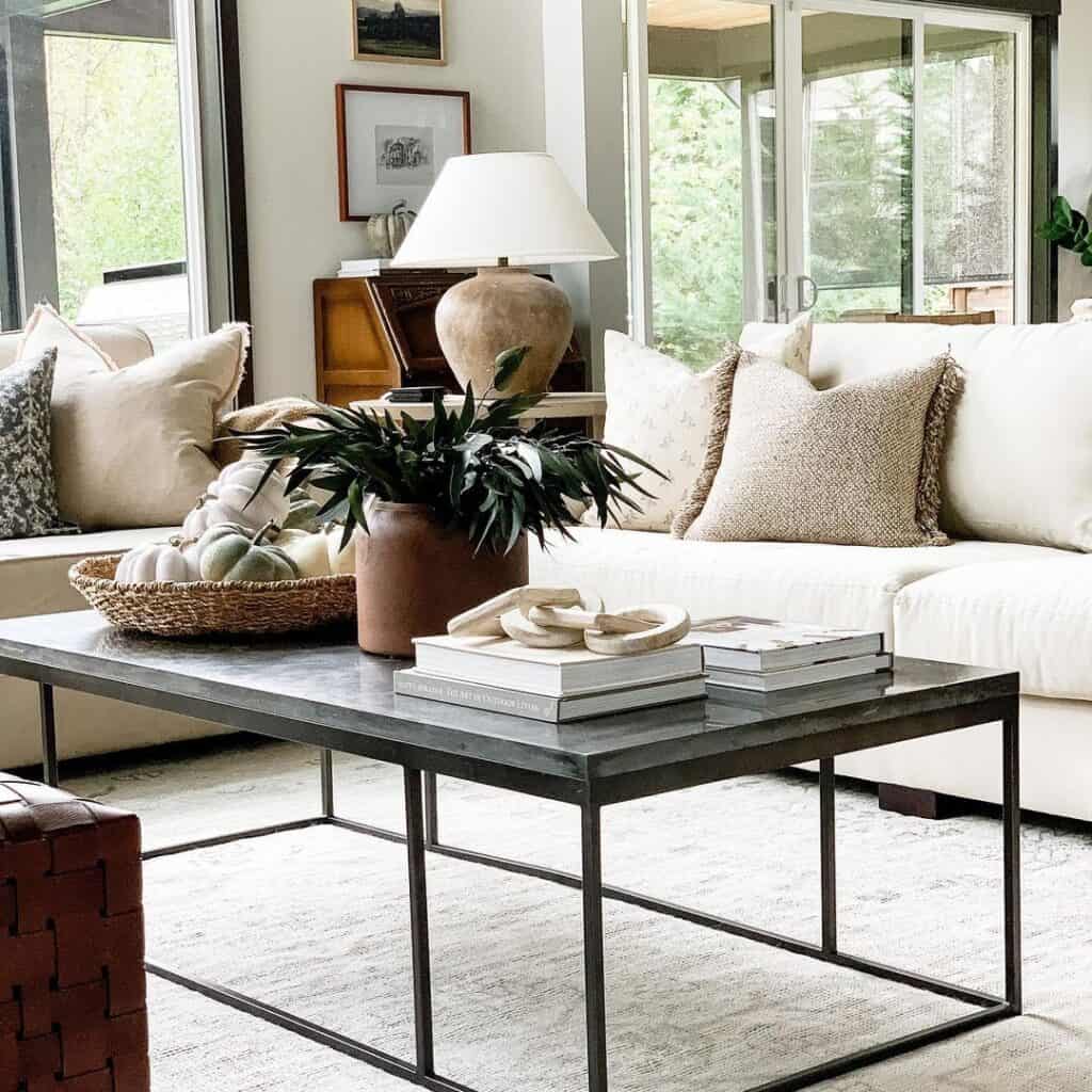 Rectangular Gray and Black Metal Coffee Table