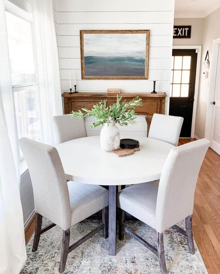 Two-toned Dining Table on Gray Rug
