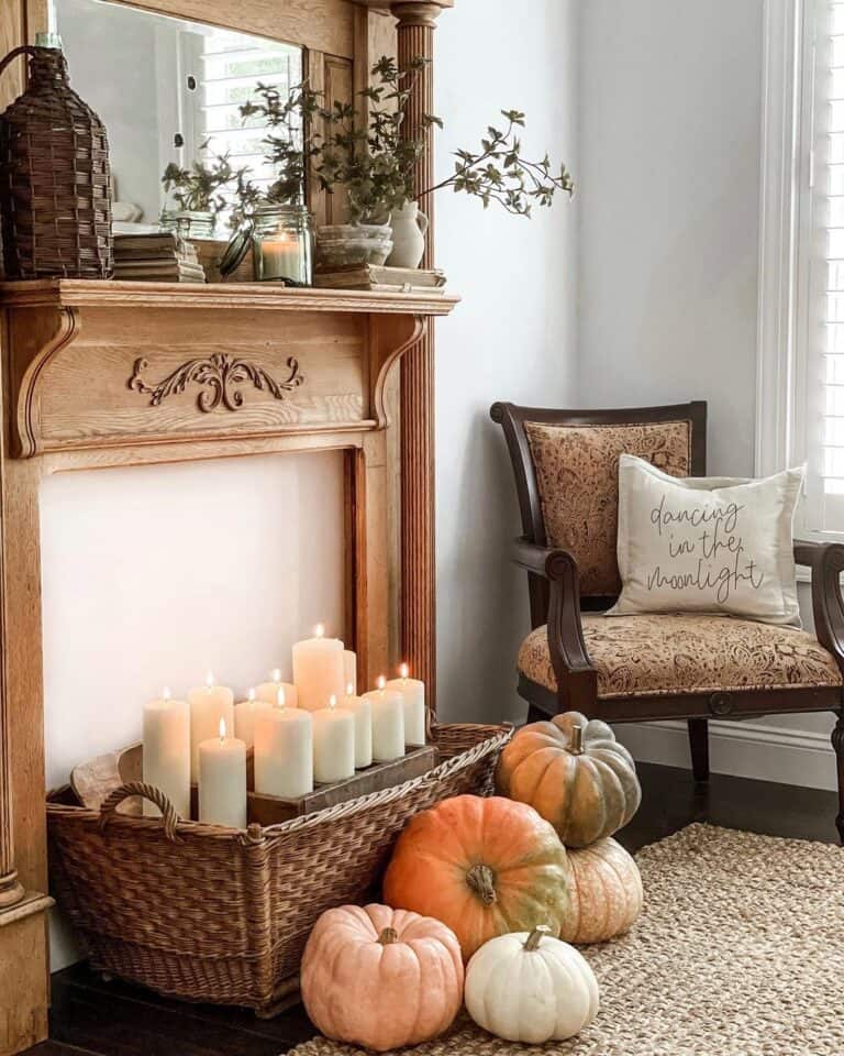 Fireplace Mantel with Candle Décor