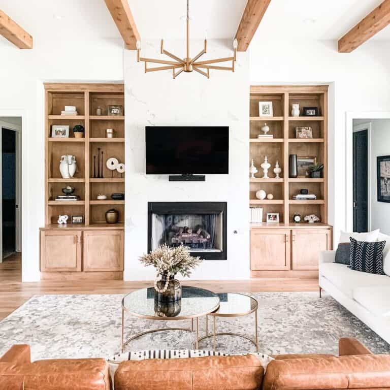 Round Brass and Glass Stacking Coffee Tables