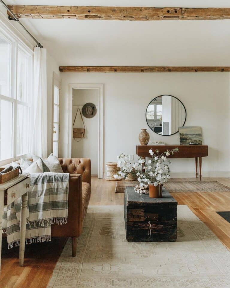 Rustic Black Painted Wood Trunk Coffee Table